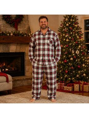 Stafford | XXL | Red Navy Plaid Button Up Shirt